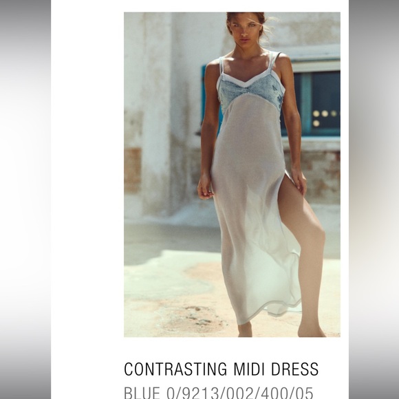 Zara sheer midi dress with denim - Picture 2 of 2